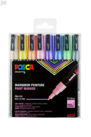Uni Posca Paintmarker Pastel kleuren PC-3M-8A ass16 - set van 8 (0.9 - 1.3 mm)