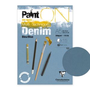 Clairefontaine Paint-ON Multi-Technique mixed media A5 - 15 vellen - 250 grams - Denim Blue