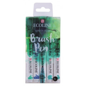 Talens Ecoline Brush Pen - set van 5 - groen blauw