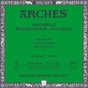 Arches Aquarelpapier - cold pressed - 300 grams - 20 vellen - 20 x 20 cm