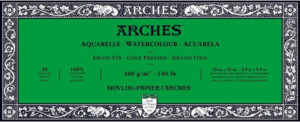 Arches Aquarelpapier  - cold pressed - 300 grams - 20 vellen - 10 x 25 cm