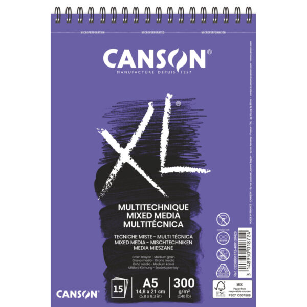 Canson XL Mixed Media papierblok - 15 vellen - A5