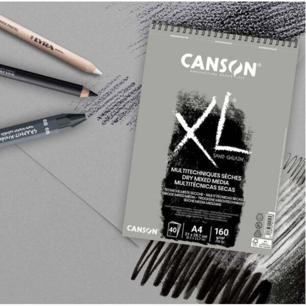 Canson XL Dry Mixed Media papierblok - 40 vellen - Sand Grain Grey - A4