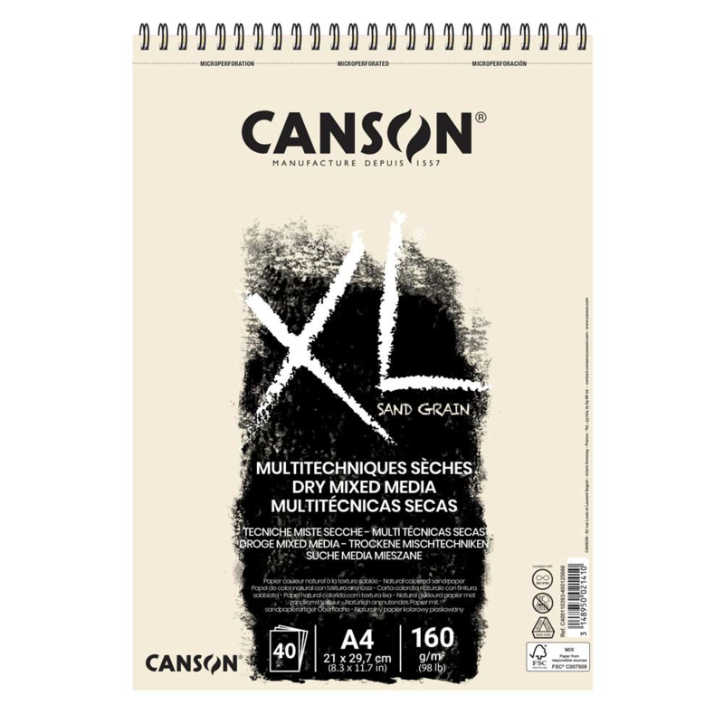 Canson XL Dry Mixed Media papierblok - 40 vellen - Sand Grain Natural - A4