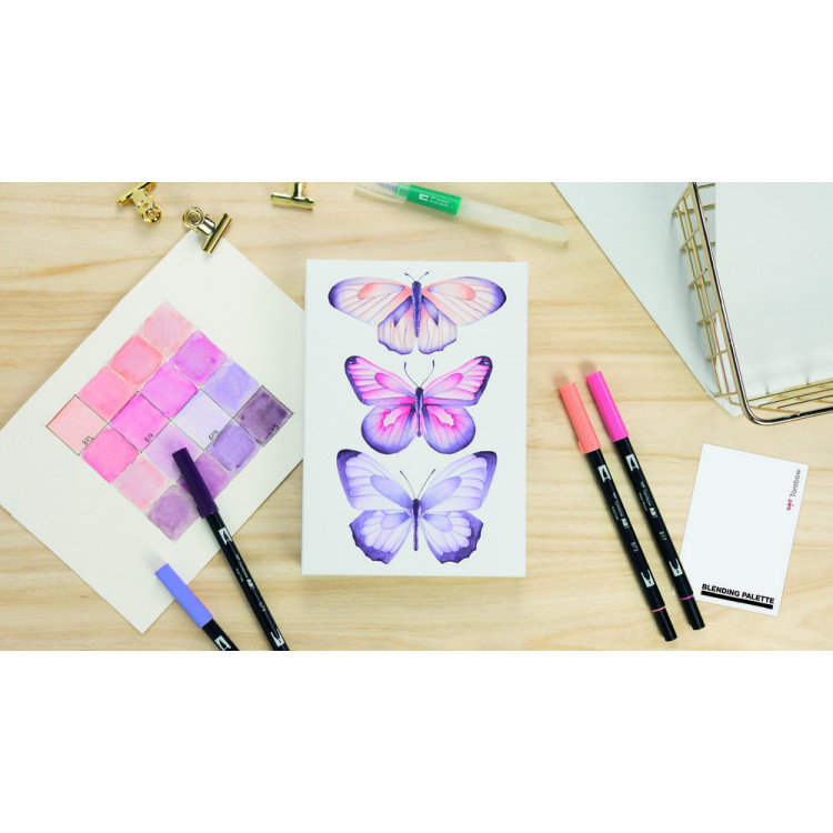 Tombow Watercoloring Canvas Set elegant Butterflies - set van 8
