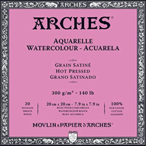 Arches Aquarelpapier - hot pressed - 300 grams - 20 vellen - 20 x 20 cm