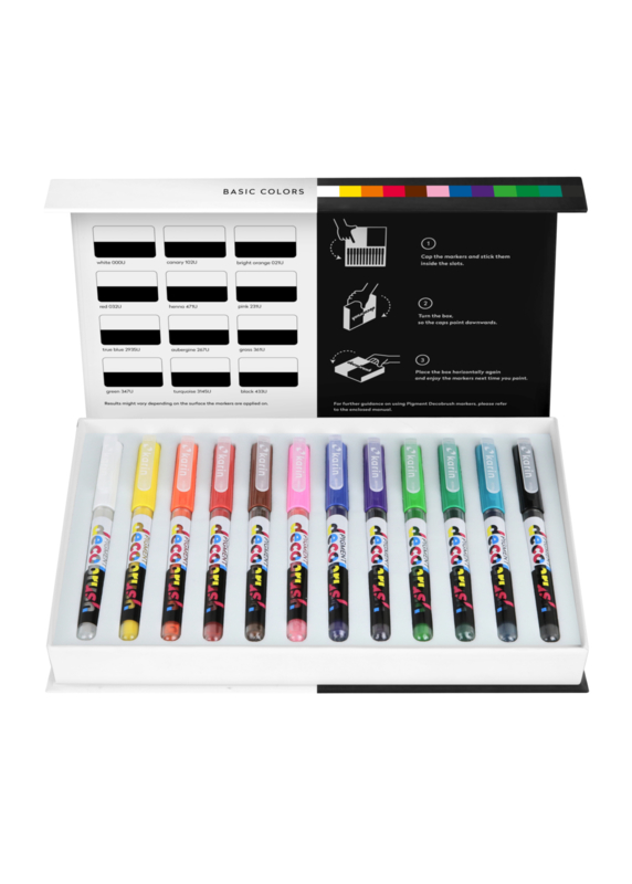 Karin Pigment DecoBrush Acrylmarkers  - set van 36 - Designer Colors
