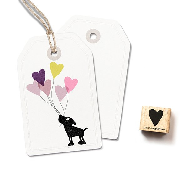 Cats on Appletrees - Houten stempel - 15x15mm - Stamp Heart (small)