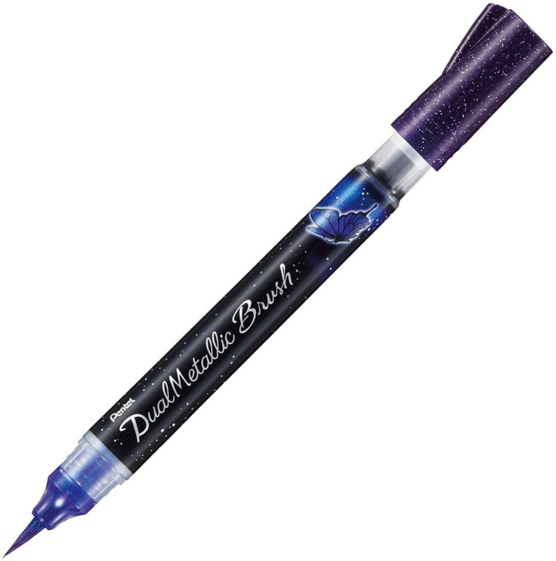 Pentel Dual Metallic Brush XGFH - Violet / Metallic Blauw