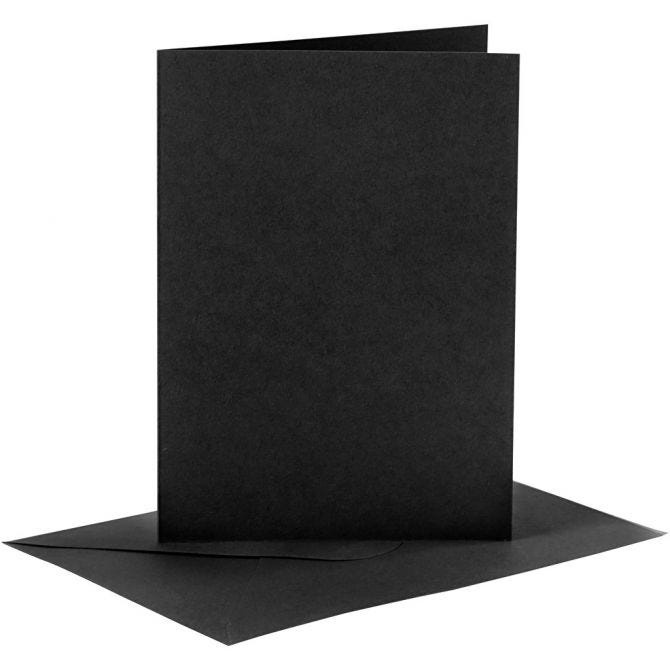 Sui Gemiddeld verf CARD MAKING dubbele blanco Kaarten 10,5 x 15 cm & enveloppen - Zwart papier  - set van 6 | Be Creative Shop