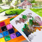 MIYA HIMI - Gouache - set van 24 kleuren x 30ml - in kunststof opbergbox oranje
