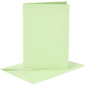 CARD MAKING dubbele blanco Kaarten 10,5 x 15 cm & enveloppen - Pastel groen papier - set van 6
