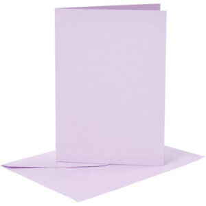 CARD MAKING dubbele blanco Kaarten 10,5 x 15 cm & enveloppen - Paars papier - set van 6