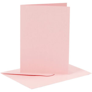 CARD MAKING dubbele blanco Kaarten 10,5 x 15 cm & enveloppen - Roze papier - set van 6