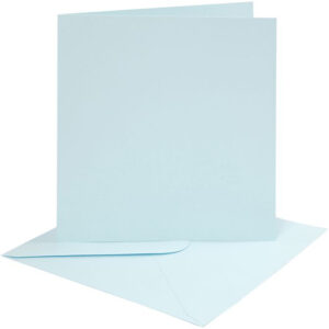 CARD MAKING dubbele blanco Kaarten 15,2 x 15,2 cm & enveloppen - Pastel blauw papier - set van 4