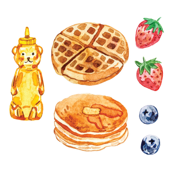Mossery stickers - Artist Series - Waffles, Pancakes, Honey