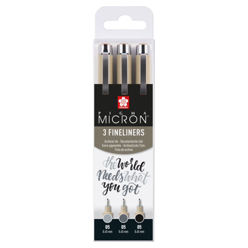Sakura Pigma Micron set 3 Fineliners 05 -0,45mm - zwart en grijs