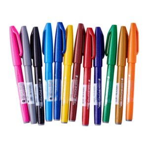 Brushpen Pentel Brush Sign Pen SES15C - set van 12 kleuren - Primary