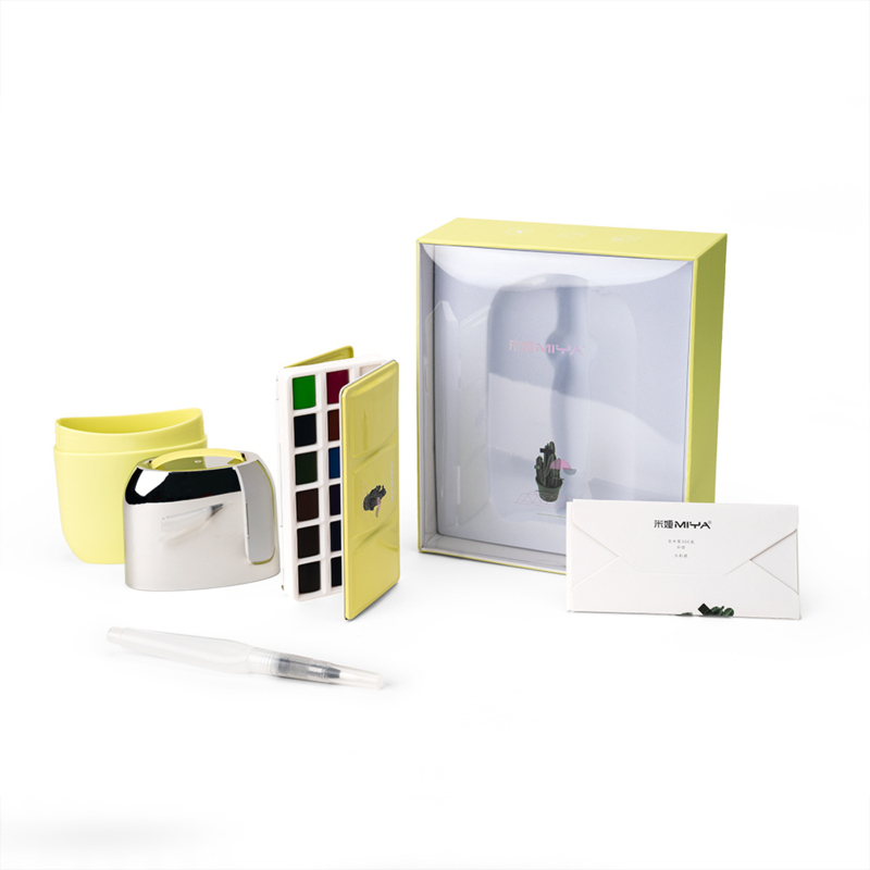 MIYA HIMI Solid Aquarelverf set - set 18 kleuren in bewaarkoker - Geel