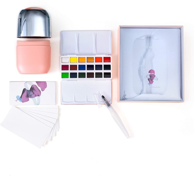 MIYA HIMI Solid Aquarelverf set - set 18 kleuren in bewaarkoker - Roze