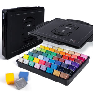 NEW MIYA HIMI - Gouache - set van 56 kleuren x 30ml - in kunststof opbergbox zwart - incl. Neon en Metallic kleuren