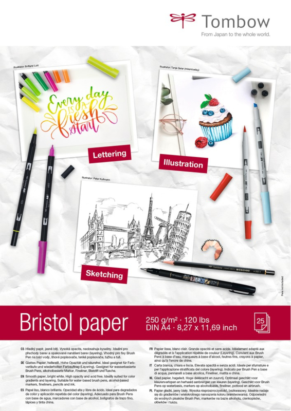 Tombow Lettering Bristol papier A4 - 25 vellen 250 grams Hagelwit