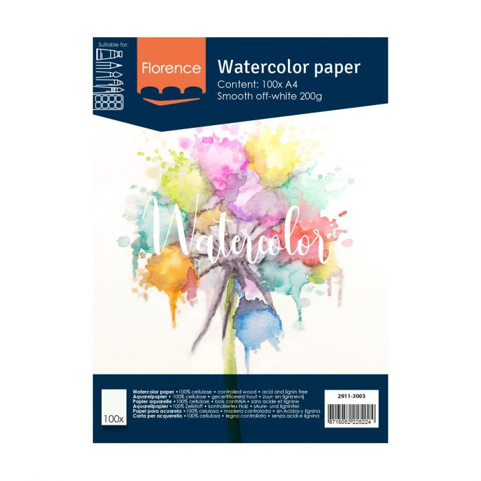 Florence Aquarelpapier smooth off white - 100 vellen 200 grams papier - A4