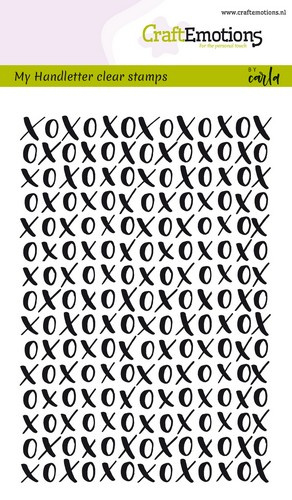 CraftEmotions clearstamps A6 - handletter - XOXO achtergrond Carla Kamphuis