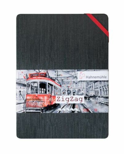 HahnemÃ¼hle watercolour The ZigZag book A6 - 18 pagina's - Zwarte kaft