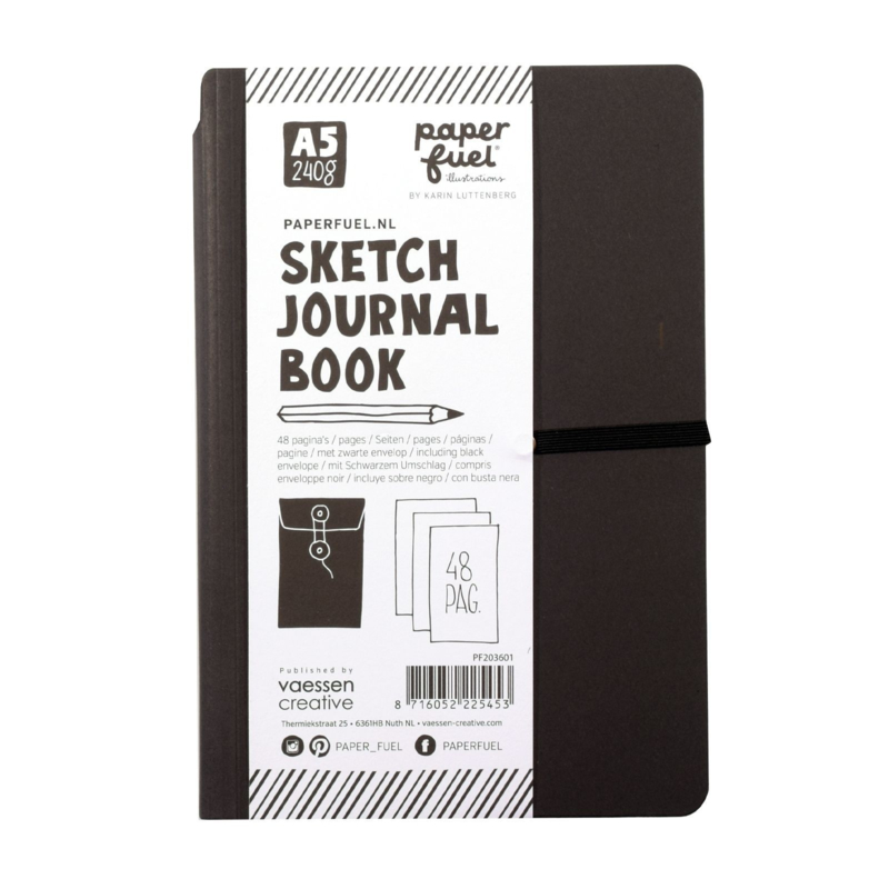 Paperfuel Journal notebook A5 - 48 pagina's - Zwart - Wit papier