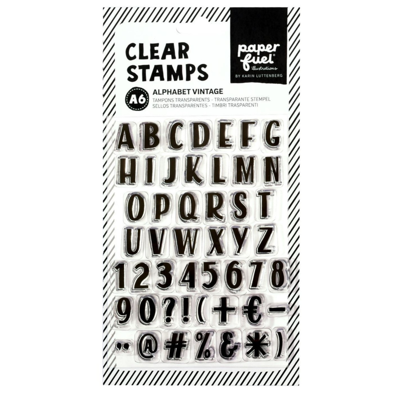 Paperfuel Clear stamp alphabet vintage set van 49 Be Creative Shop