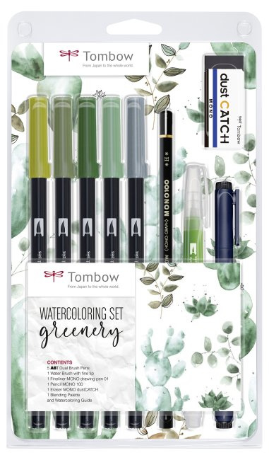Tombow Watercoloring set Greenery - set van 10