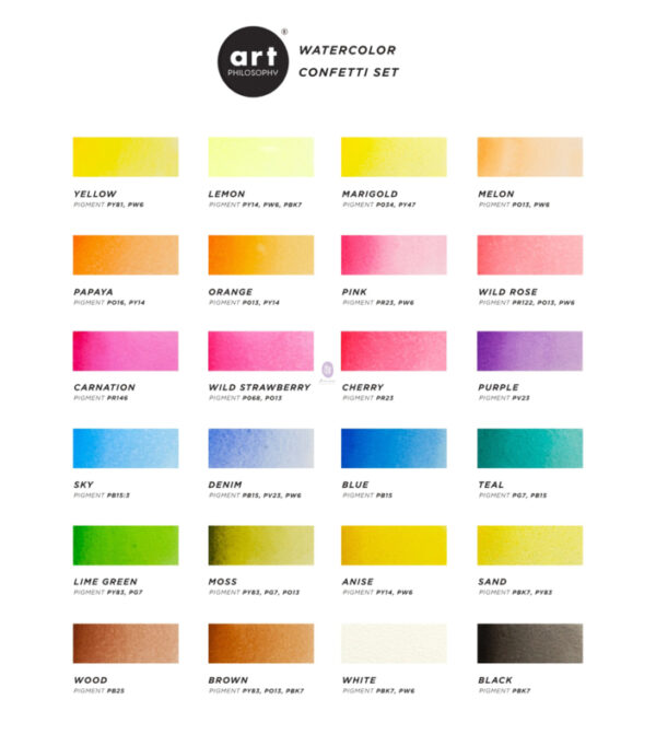 Prima Marketing Watercolor Confetti Aquarelverf  - set van 24 kleuren