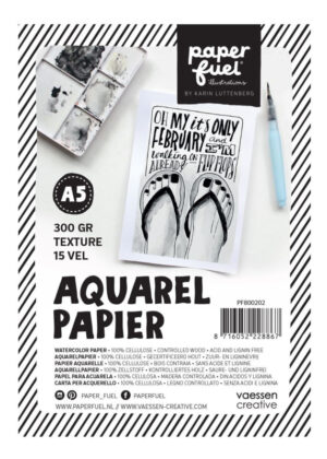 Paperfuel Aquarelpapier texture A5 - 15 vellen 300 grams - off white