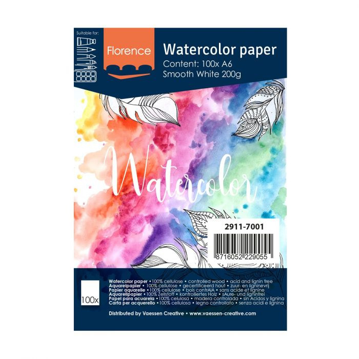 Florence Aquarelpapier smooth Intense White - 100 vellen 200 grams papier - A6