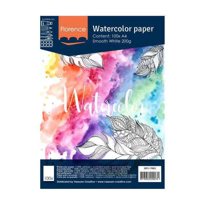 Florence Aquarelpapier smooth Intense White - 100 vellen 200 grams papier - A4