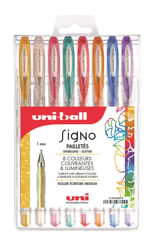 Uniball Signo Glitter Gelpennen UM120 1,0 mm set van 8 Be