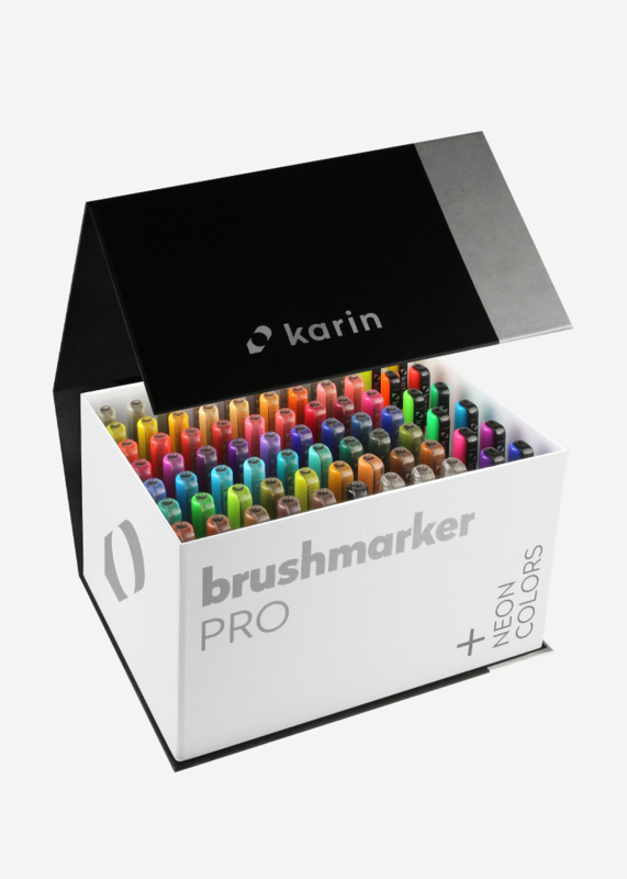 Karin Brushmarker PRO Mega BoxPLUS - set van 72 kleuren + 3 blenders