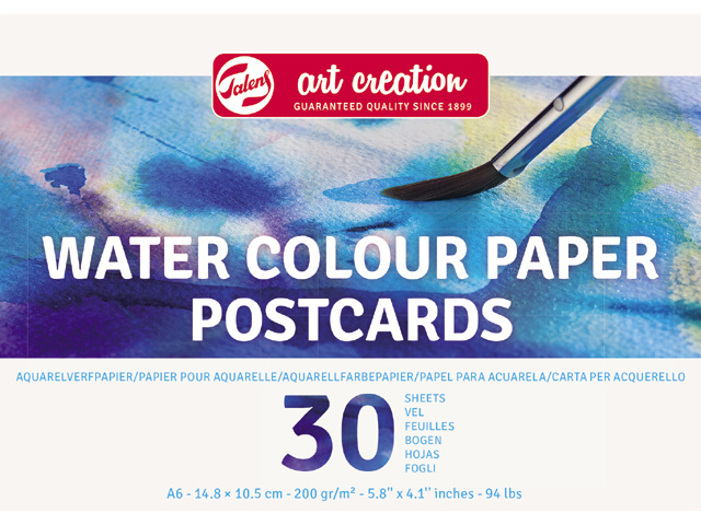 Talens Art Creation Waterverf papier postkaarten A6 14,8 x 10,5 cm - 30 vellen