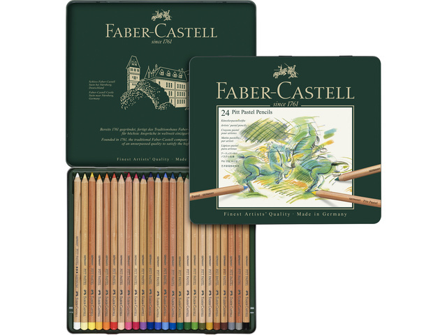 Pastelpotlood Faber Castell pastel metalen blik - set van 24