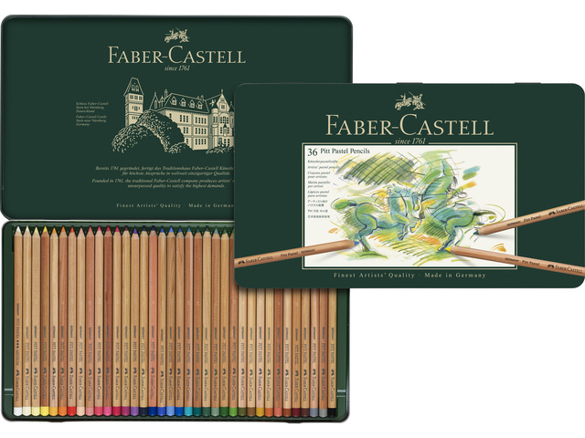 Pastelpotlood Faber Castell pastel metalen blik - set van 36
