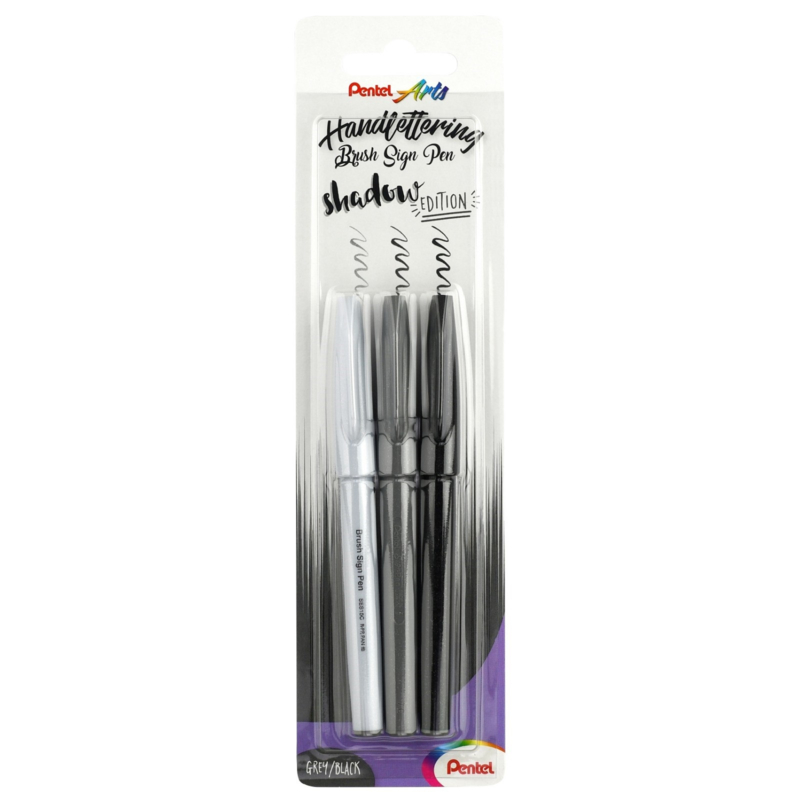 Brushpen Pentel Brush Sign Pen SES15C Shadow set van 3 Be Creative Shop