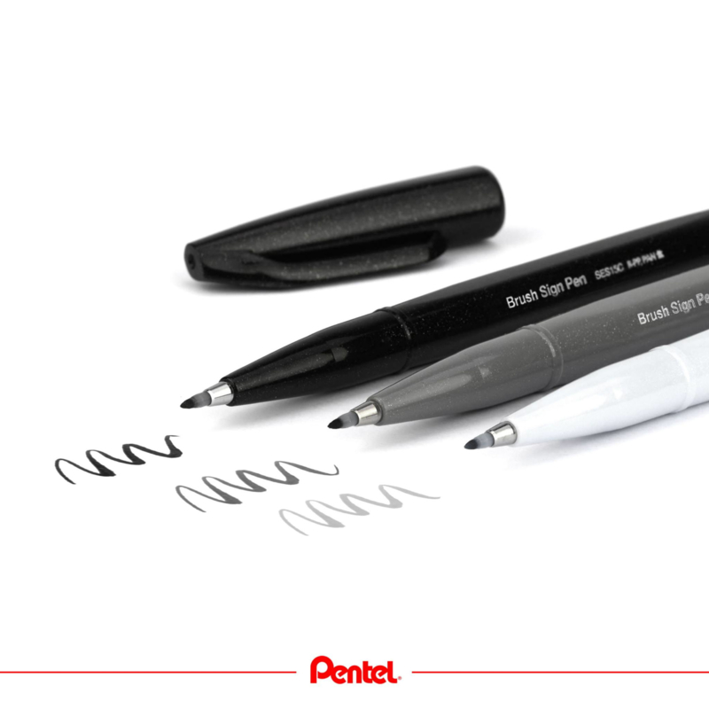 Brushpen Pentel Brush Sign Pen SES15C Shadow set van 3 Be Creative Shop