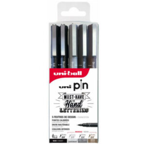 Uni-ball PIN Fineliner/Brush pennen Handlettering -  set van 5