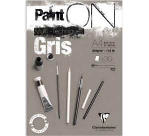 Clairefontaine Paint-ON Multi-Technique mixed media A4 - 30 vellen - 250 grams - grijs papier