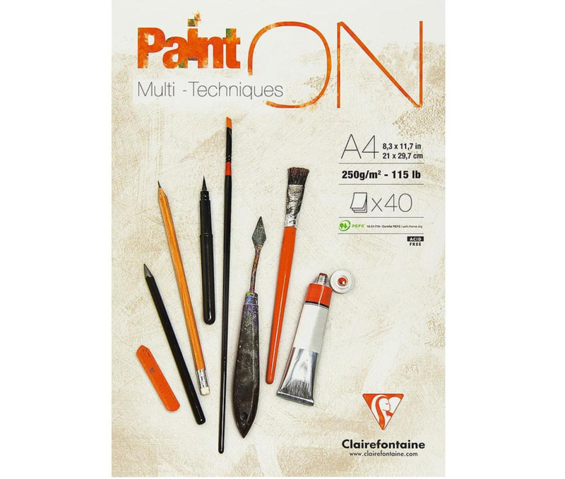 Clairefontaine Paint-ON Multi-Technique mixed media A4 - 40 vellen - 250 grams - wit papier