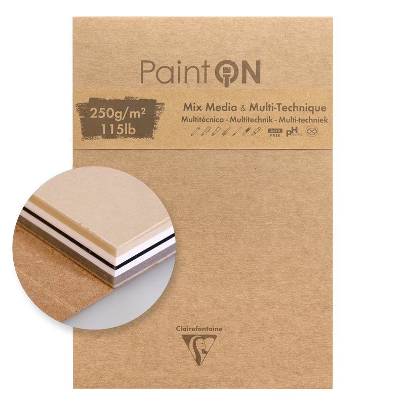 Clairefontaine Paint-ON Multi-Technique & mixed media 13,3 x 15,7 cm - 50 vellen - 250 grams - mix papier