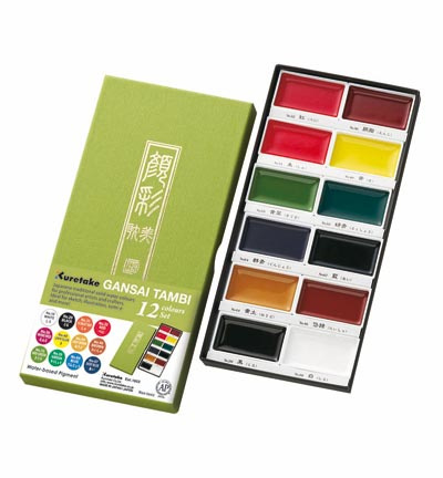 Kuretake Aquarelverf - Gansai Tambi Water Colours Brush Set  - set van 12