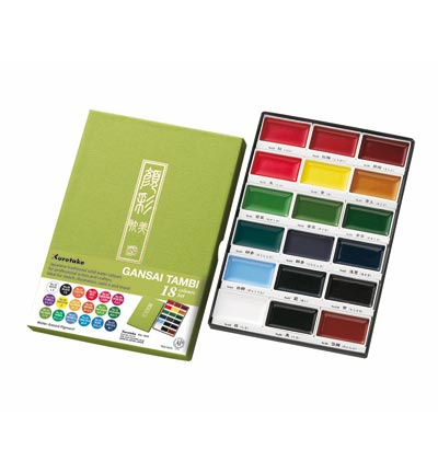Kuretake Aquarelverf - Gansai Tambi Water Colours Brush Set  - set van 18