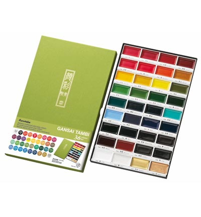 Kuretake Aquarelverf - Gansai Tambi Water Colours Brush Set  - set van 36